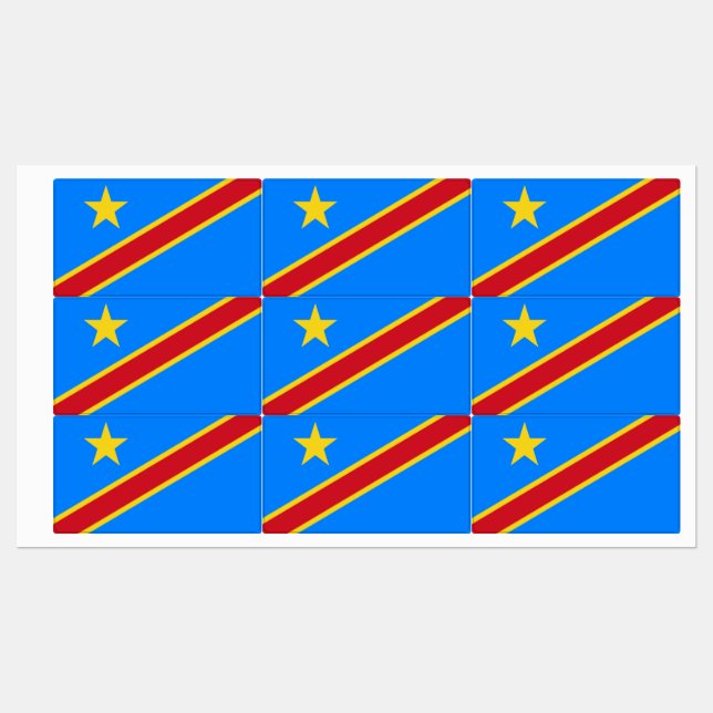 Congo Kinshasa Flag Labels (Sheet)