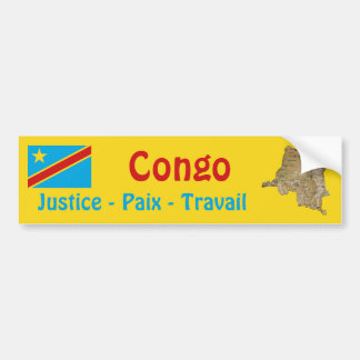 Congo-Kinshasa Flag + Map Bumper Sticker
