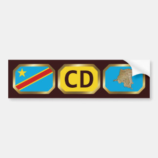 Congo-Kinshasa Flag Map Code Bumper Sticker