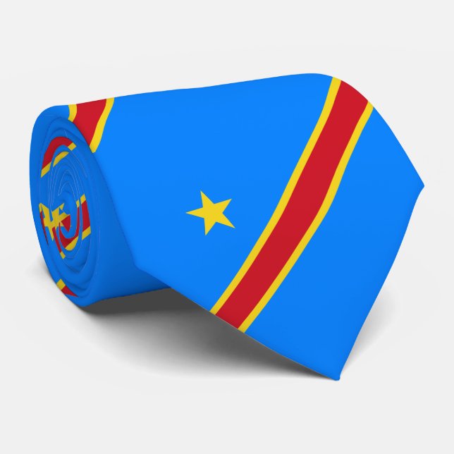 Congo Kinshasa Flag Neck Tie (Rolled)