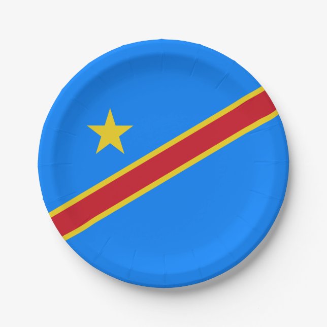Congo Kinshasa Flag Paper Plates (Front)