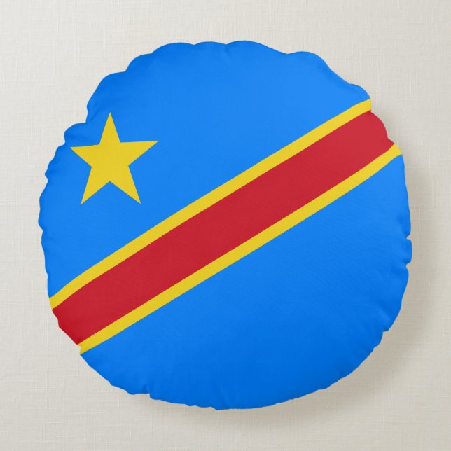 Congo Kinshasa Flag Round Pillow (Front)