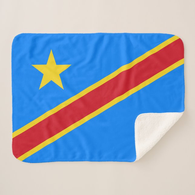 Congo Kinshasa Flag Sherpa Blanket (Front (Horizontal))