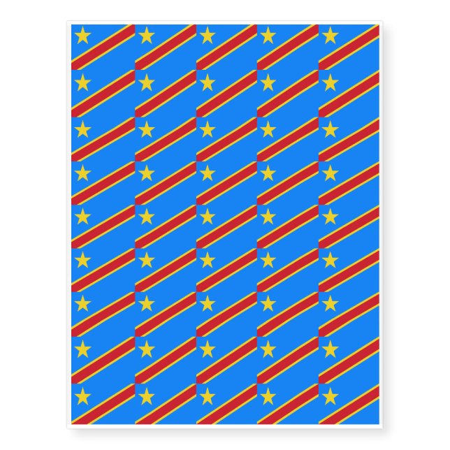 Congo-Kinshasa Flag Temporary Tattoos (Front)