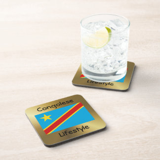 Congo-Kinshasa Flag+Text Coaster