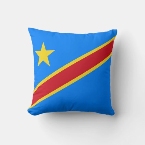 Congo Kinshasa Flag Throw Pillow