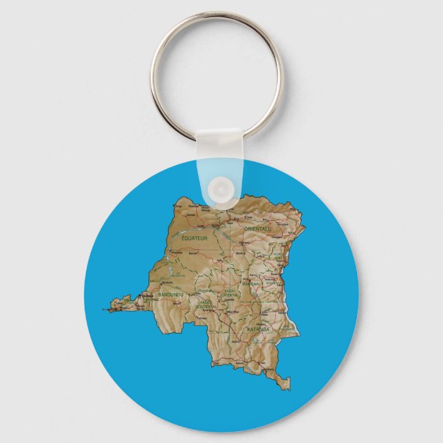 Congo-Kinshasa Map Keychain (Front)