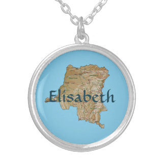 Congo-Kinshasa Map + Name Necklace