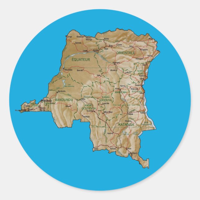 Congo-Kinshasa Map Sticker (Front)