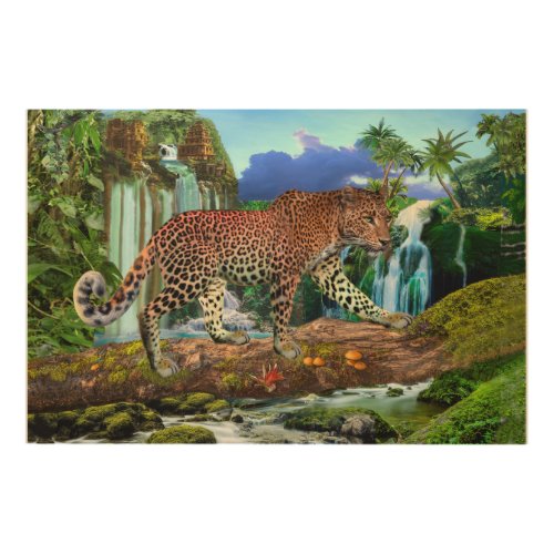 CONGO LEOPARD WOOD WALL ART