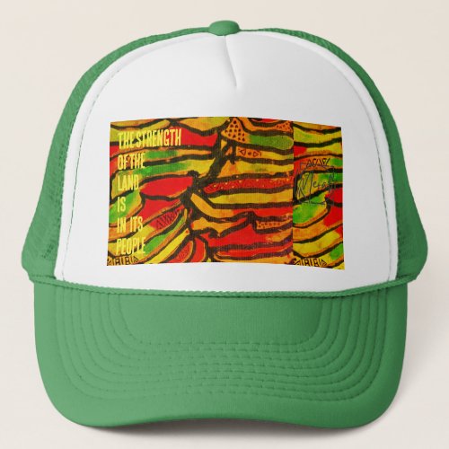 Congo print the strengh of the land trucker hat