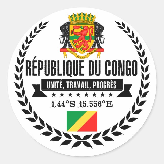 Congo Republic Classic Round Sticker (Front)