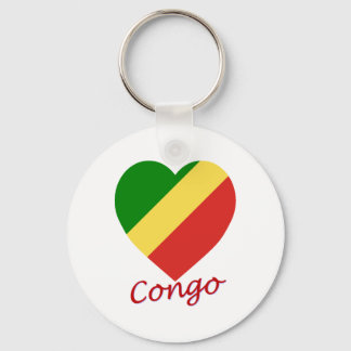 Congo Republic Flag Heart Keychain