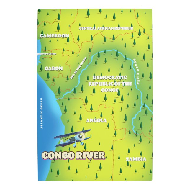 Congo River Beautiful vintage map Metal Print (Front)