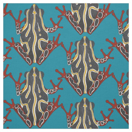 congo tree frog blue fabric