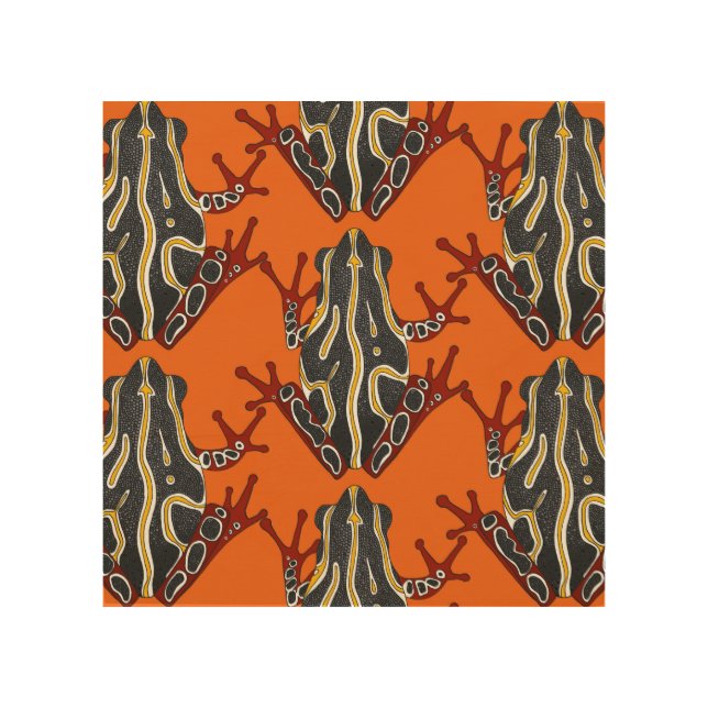congo tree frog orange wood wall decor (Front)