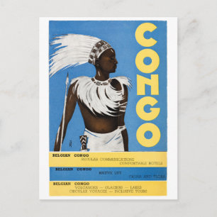 Congo Vintage Travel Poster Restored Postcard