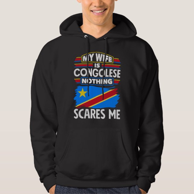 Congolese DR Congo Congolese Flag Congolese Wife Hoodie (Front)