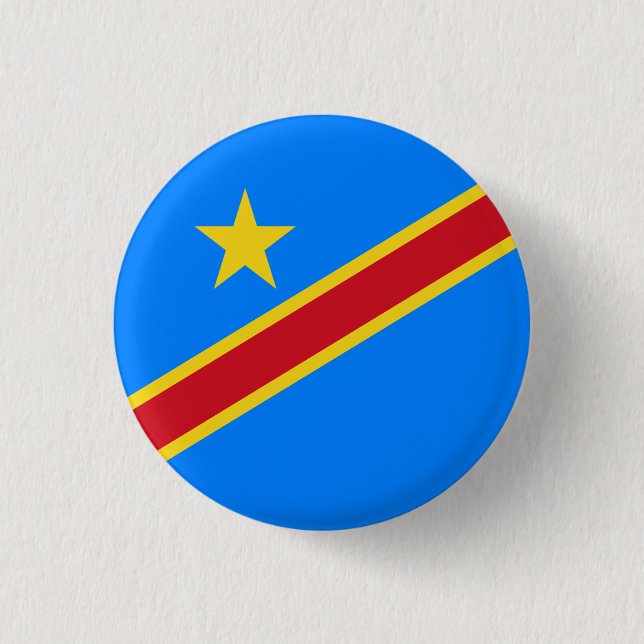 Congolese Flag, Flag of DR Congo Button (Front)