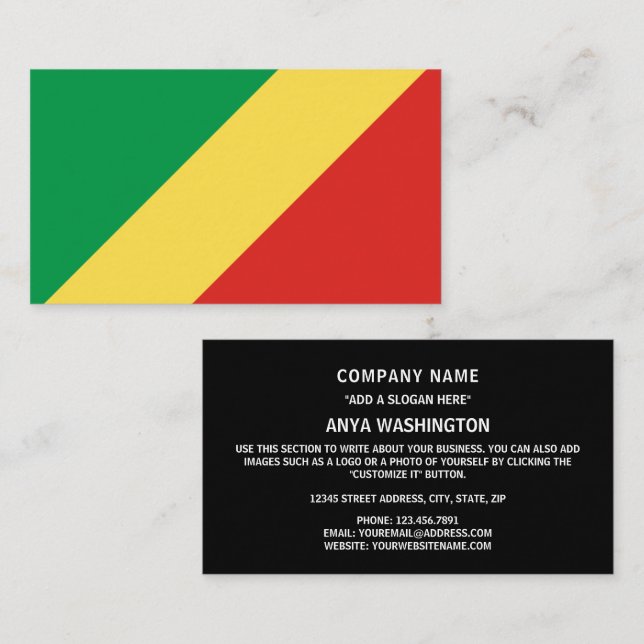 Congolese Flag, Flag of Republic of the Congo Business Card (Front/Back)