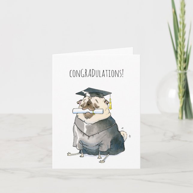 ConGRADulations pug graduation card (Front)