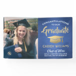 Congrats 1 Photo Blue Gold White Modern Graduation Banner Congrats 1 Photo Blue Gold White Modern Graduation Banner