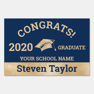 Congrats 2020 Graduate Sign blue gold