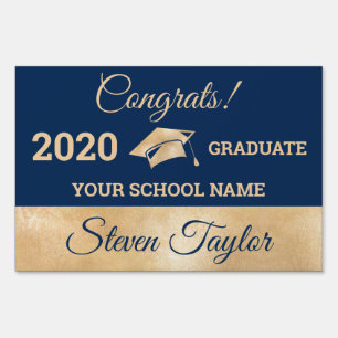 Congrats 2020 Graduate Sign blue gold