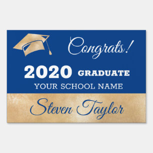 Congrats 2020 Graduate Sign blue gold