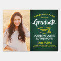 Congrats 2 Photo Green Gold Yellow Graduation Yard Sign | Zazzle