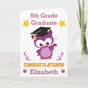 Congrats 5th grade graduate purple and gold theme card