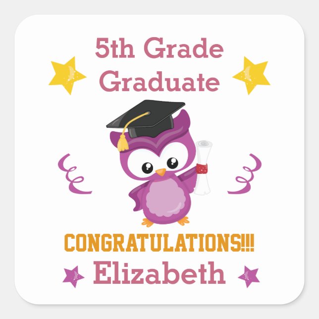Congrats 5th grade graduate  square sticker (Front)
