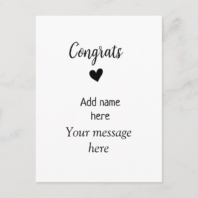Congrats add name message graduate custom template postcard (Front)