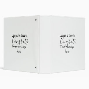 Congrats add name message wedding newly wed couple 3 ring binder