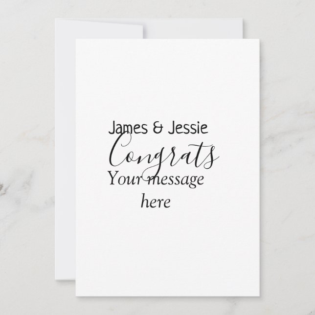 Congrats add name message wedding newly wed couple invitation (Front)