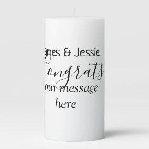 Congrats add name message wedding newly wed couple pillar candle