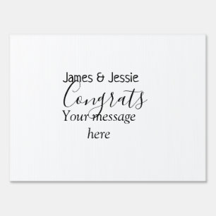 Congrats add name message wedding newly wed couple sign