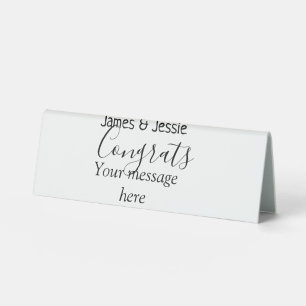 Congrats add name message wedding newly wed couple table tent