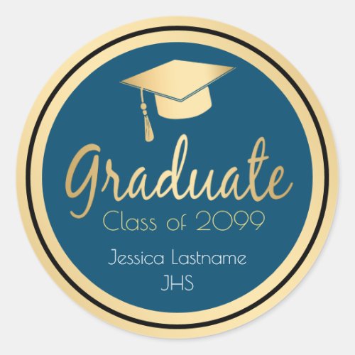 Congrats Any Year Graduate Gold  Classic Round Sti Classic Round Sticker