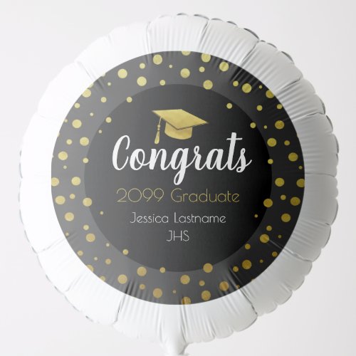 Congrats Any Year Graduate Gold Confetti Balloon