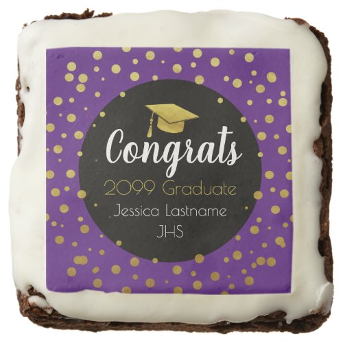 Congrats Any Year Graduate Gold Confetti Brownie