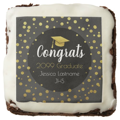 Congrats Any Year Graduate Gold Confetti Brownie