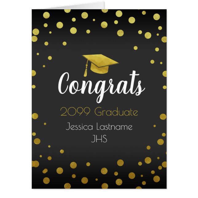 Congrats Any Year Graduate Gold Confetti Card (Front)