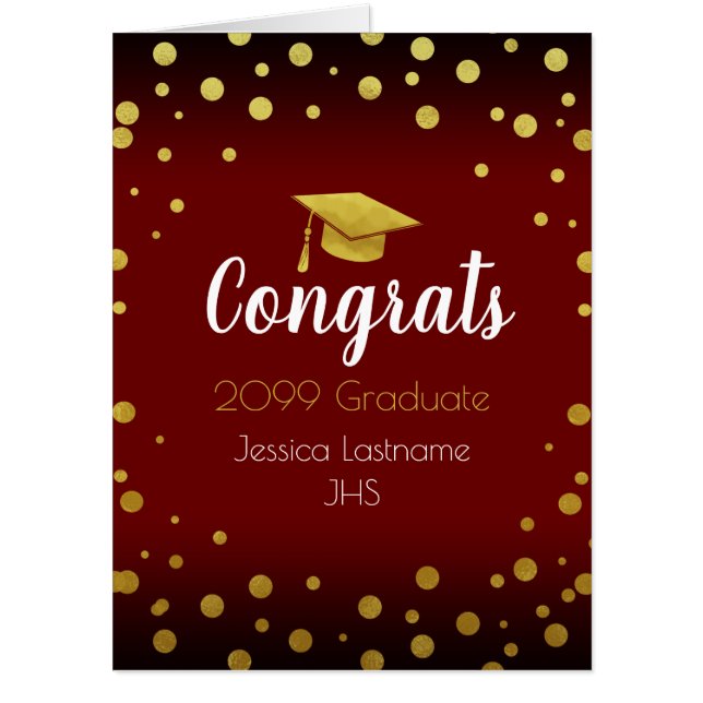 Congrats Any Year Graduate Gold Confetti Card (Front)