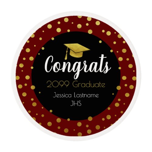 Congrats Any Year Graduate Gold Confetti Edible Frosting Rounds