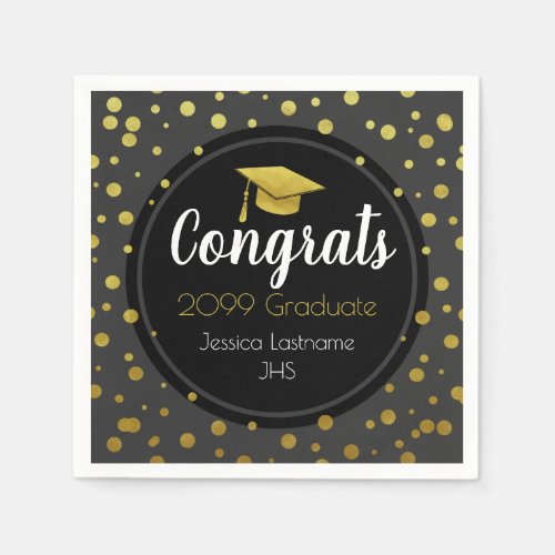 Congrats Any Year Graduate Gold Confetti Napkins