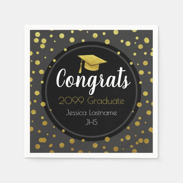 Congrats Any Year Graduate Gold Confetti Napkins (Front)