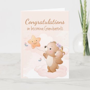 Congrats Baby Fun Cute Bear Animals Grandparents Card by countrymousestudio at Zazzle