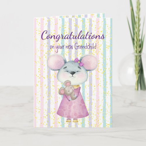 Congrats Baby Fun Cute Mouse Animal Grandchild Card