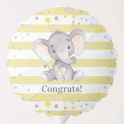 Congrats Baby Grey Yellow Elephant Little Peanut Balloon